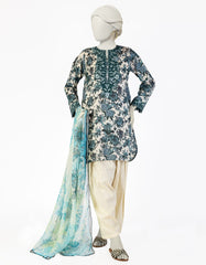 CREAM LAWN EMBROIDERED 3PC STITCHED
