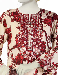 CREAM LAWN EMBROIDERED 3PC STITCHED