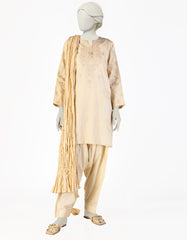 BEIGE LAWN EMBROIDERED 3PC STITCHED