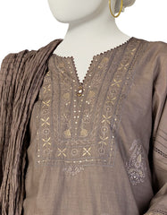 GREY LAWN EMBROIDERED 3PC STITCHED