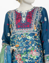 BLUE LAWN EMBROIDERED 3PC STITCHED