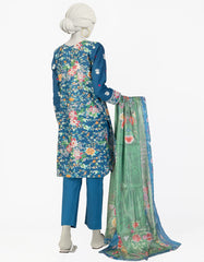 BLUE LAWN EMBROIDERED 3PC STITCHED