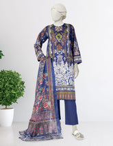 BLUE LAWN EMBROIDERED 3PC STITCHED