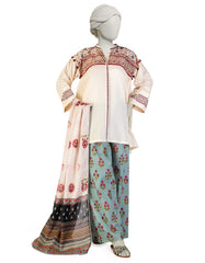 BEIGE LAWN EMBROIDERED 3PC STITCHED