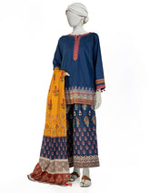 BLUE LAWN EMBROIDERED 3PC STITCHED