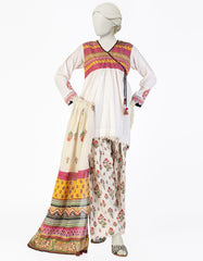 BEIGE LAWN EMBROIDERED 3PC STITCHED