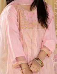 PINK NET EMBROIDERED 3PC | JGKL-S-JGP-25-1520