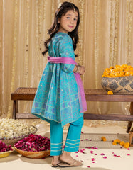 BLUE LAWN PRINTED 3PC | JGKL-S-JGP-25-1529