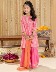 PINK LAWN PRINTED 3PC | JGKL-S-JGP-25-1530