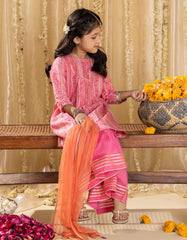 PINK LAWN PRINTED 3PC | JGKL-S-JGP-25-1530