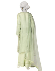 GREEN PAPER COTTON EMBROIDERED 3PC STITCHED