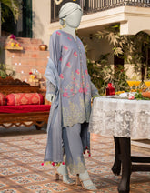 BLUE LAWN SCHIFFLI 3PC STITCHED