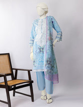 BLUE LAWN EMBROIDERED 3PC STITCHED