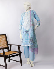BLUE LAWN EMBROIDERED 3PC STITCHED