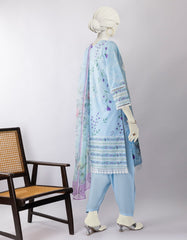 BLUE LAWN EMBROIDERED 3PC STITCHED
