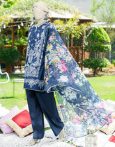 BLUE LAWN EMBROIDERED 3PC STITCHED