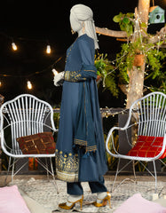 BLUE SILK DYED 3PC STITCHED