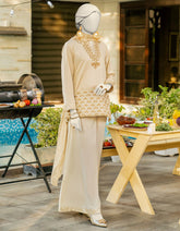 BEIGE SILK EMBROIDERED 3PC STITCHED