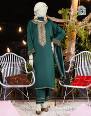 GREEN SILK EMBROIDERED 3PC STITCHED