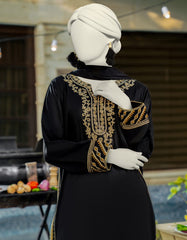 BLACK SILK EMBROIDERED 3PC STITCHED