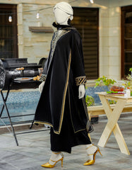 BLACK SILK EMBROIDERED 3PC STITCHED