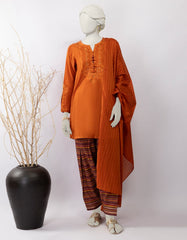 RUST LAWN EMBROIDERED 3PC STITCHED
