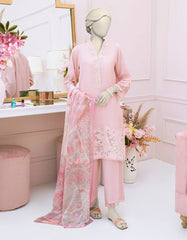 PINK SILK EMBROIDERED 3PC STITCHED