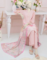 PINK SILK EMBROIDERED 3PC STITCHED