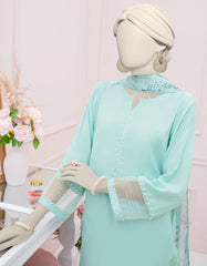 GREEN SILK EMBROIDERED 3PC STITCHED