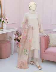 BEIGE SILK EMBROIDERED 3PC STITCHED