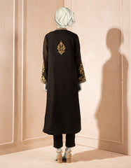BLACK PAPER COTTON EMBROIDERED KURTI