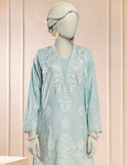 BLUE COTTON NET EMBROIDERED KURTI