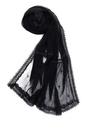 BLACK IMPURE CHIFFON EMBROIDERED DUPATTA