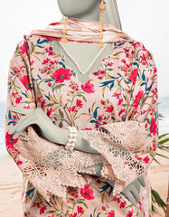 BEIGE LAWN PRINTED UNSTITCHED 3PC | JLAWN-S-25-3052