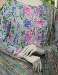 BLUE LAWN EMBROIDERED UNSTITCHED 3PC | JLAWN-S-25-3073