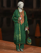 GREEN JACQUARD EMBROIDERED UNSTITCHED 3PC