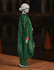 GREEN JACQUARD EMBROIDERED UNSTITCHED 3PC
