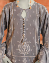 BLUE LAWN PASTE PRINTED UNSTITCHED 3PC | JLAWN-S-25-3098