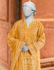 YELLOW LAWN PASTE PRINTED UNSTITCHED 3PC | JLAWN-S-25-3099