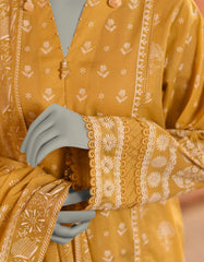 YELLOW LAWN PASTE PRINTED UNSTITCHED 3PC | JLAWN-S-25-3099