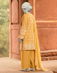 YELLOW LAWN PASTE PRINTED UNSTITCHED 3PC | JLAWN-S-25-3099