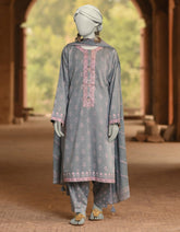 BLUE LAWN EMBROIDERED UNSTITCHED 3PC | JLAWN-S-25-3103