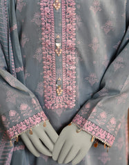 BLUE LAWN EMBROIDERED UNSTITCHED 3PC | JLAWN-S-25-3103