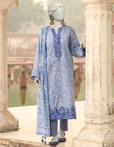 BLUE LAWN EMBROIDERED UNSTITCHED 3PC | JLAWN-S-25-3106
