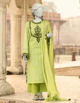 GREEN LAWN EMBROIDERED UNSTITCHED 3PC | JLAWN-S-25-3110