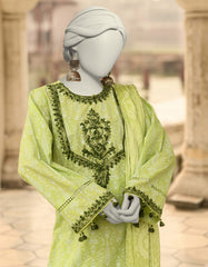 GREEN LAWN EMBROIDERED UNSTITCHED 3PC | JLAWN-S-25-3110