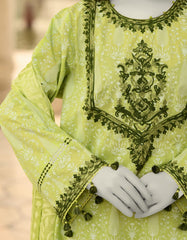 GREEN LAWN EMBROIDERED UNSTITCHED 3PC | JLAWN-S-25-3110