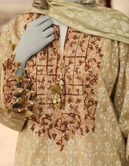 BEIGE LAWN EMBROIDERED UNSTITCHED 3PC | JLAWN-S-25-3112