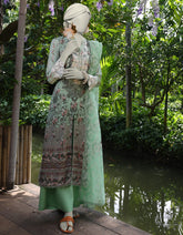 GREEN DOBBY EMBROIDERED UNSTITCHED 3PC | JLAWN-S-25-3120