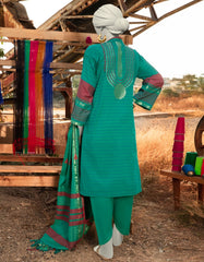 GREEN JACQUARD DYED UNSTITCHED 3PC | JLAWN-S-25-3122